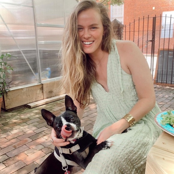 Free People Celine Shapeless Midi Dress w/Asymmetrical Handkerchief Hem Honeydew - Picture 6 of 7